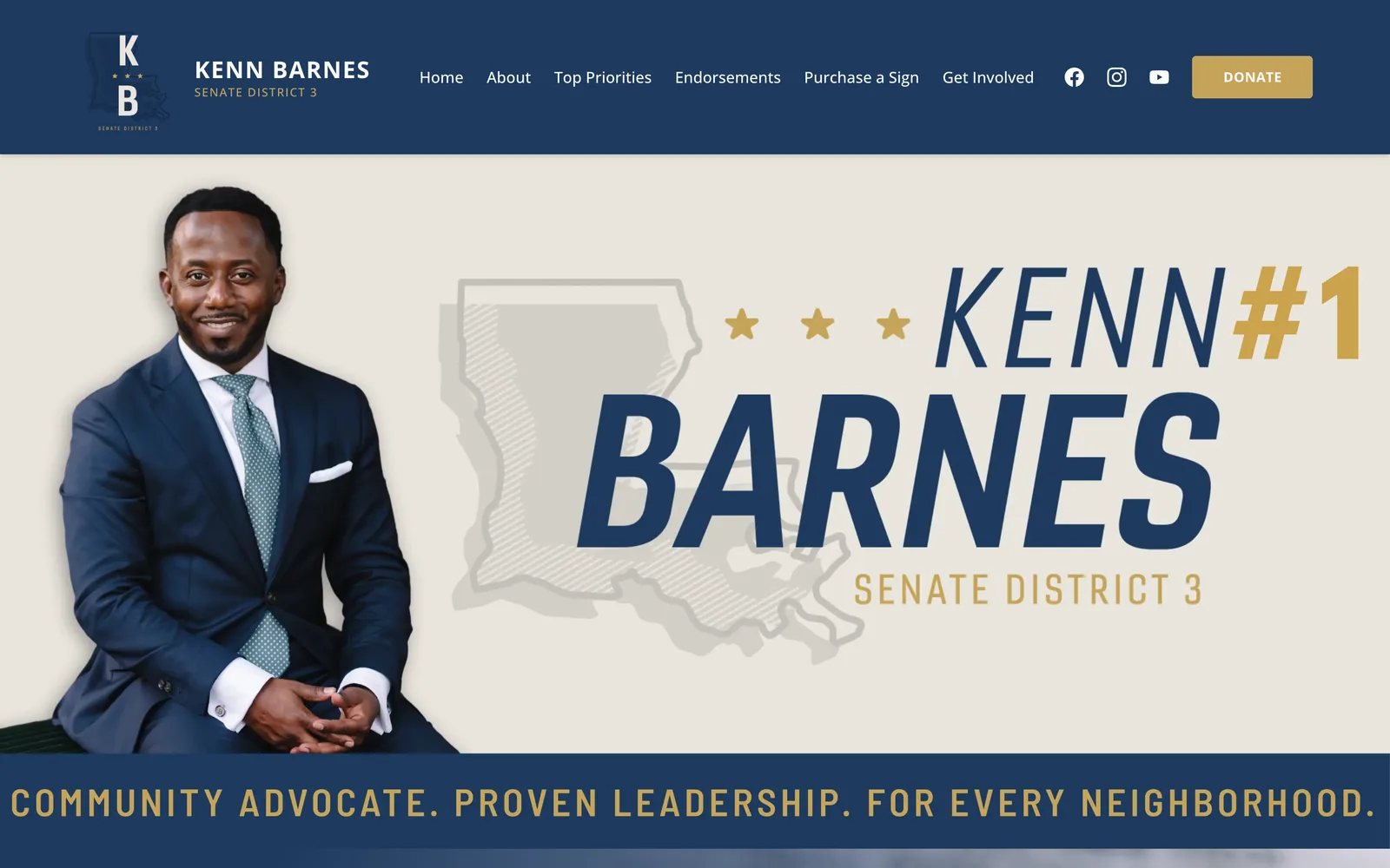 VOTE KENN BARNES homepage on desktop