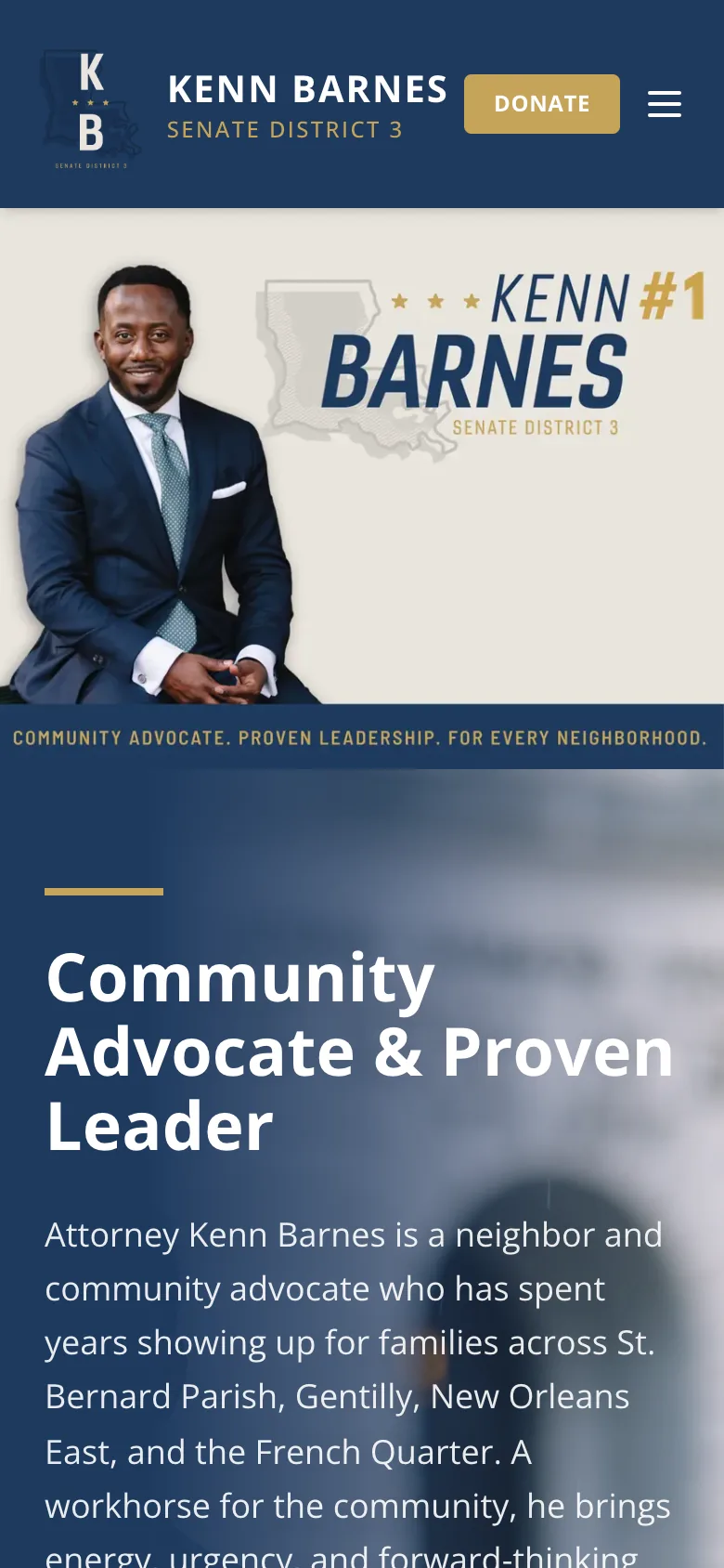 VOTE KENN BARNES homepage on mobile